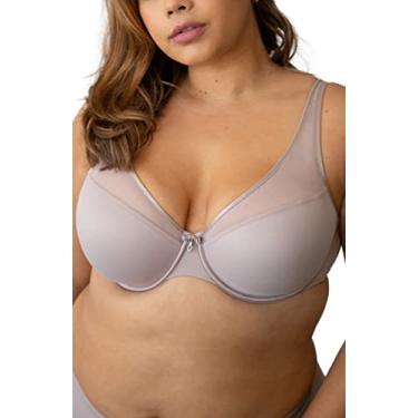 Imagem de Curvy Couture Sutiã feminino sexy de malha transparente plus size, Latido, 36DDD