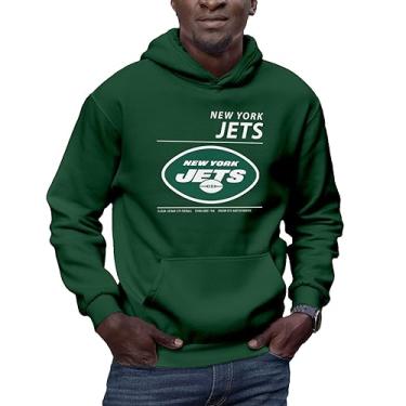 Imagem de Hybrid Sports NFL - New York Jets - Logotipo e Estatísticas - Pulôver masculino e feminino moletom com capuz de lã - tamanho pequeno