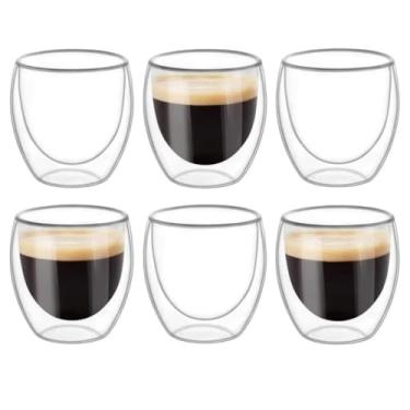 Imagem de Jogo De Copos Parede Dupla 6 Unidades 250 ML De Vidro Borossilicato Premium