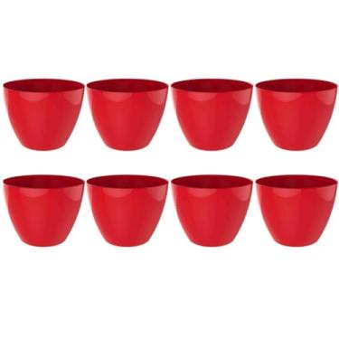 Imagem de Kit 8 Tigelas Redonda Grande 6,2L Vermelha Crippa Travessa Servir Salada Frutas Pratos Quentes