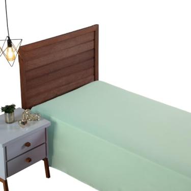 Imagem de Lençol Solteiro 300 Fios Percal 100% Algodão Toque Macio Sem Elástico Avulso Roupa de Cama Box (Verde)