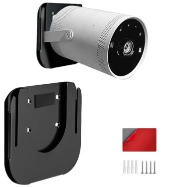 Imagem de Chanvoo Suporte de parede sem perfuração compatível com projetor Samsung Freestyle Suporte de teto, acessórios Freestyle 2 Prateleira de montagem de parede de aço (preto)