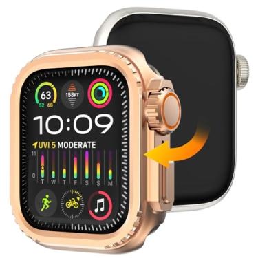 Imagem de Fullife Capa de metal ultra visual 3 em 1 para Apple Watch, protetor robusto frontal e traseiro + coroa de relógio [transformando em atualização Ultra 2/1] iWatch Series 9 8 7 6 5 4 SE2/SE 45 mm 44
