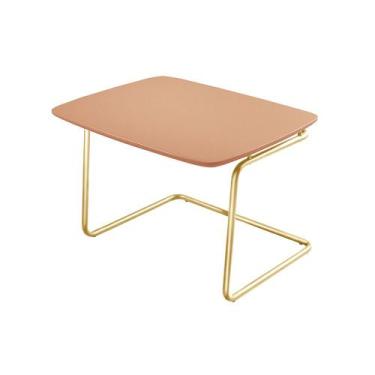 Imagem de Mesa de Centro Kairos Base Ouro 54x43cm LarFlex, Coral