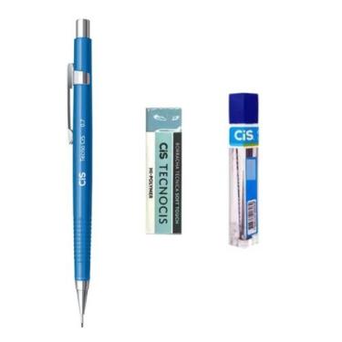 Imagem de Kit Lapiseira Tecnocis AZUL C-207 0.7mm + Borracha + Grafite
