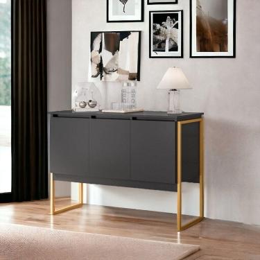 Imagem de Buffet Estilo Industrial 3 Portas Europa - Preto Dourado Preto Dourado