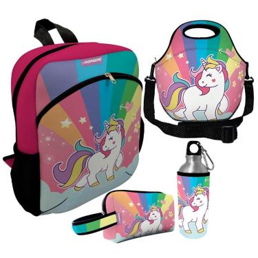 Imagem de Kit Escolar Infantil Mochila de Costas + Lancheira Térmica + Necessaire Plus + Squeeze de Alumínio-Unissex