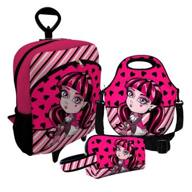 Imagem de Kit Escolar Mochila de Rodinha + Lancheira + Necessaire Plus – ISOPRENE – Menina Vampira-Unissex