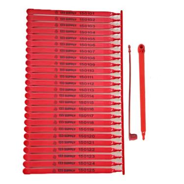 Imagem de 133 SUPPLY - 1000 Selos De Caminhão De Plástico Vermelho Selos De Reboque Vermelho - Selos De Frete Selos De Carga Selos De Remessa Selos De Segurança Selo De Caminhão Selo De Reboque De Plástico Se