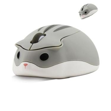 Imagem de Mouse sem fio fofo em forma de hamster clique silencioso portátil compacto óptico 1200DPI USB mouse sem fio para PC, laptop, computador, notebook, MacBook, crianças, meninas, meninos, mulheres,