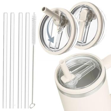 Imagem de Pacote com 2 tampas à prova de vazamento de canudo de 1,134 g, para substituição de copos Stanley, reutilizável, 1,134 g, canudo, à prova de vazamento, acessórios para copos Stanley (branco)