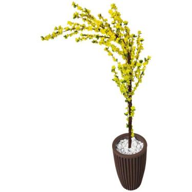 Imagem de Árvore Cerejeira Curvada Amarela Artificial Com Vaso Grande - Flor de 