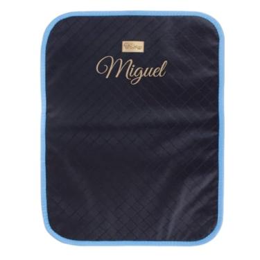 Imagem de Trocador de Fralda Portátil Personalizado com Nome – Impermeável, Acolchoado e Dobrável (Preto com Azul)