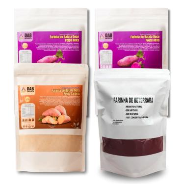 Imagem de Kit 4 Un Suplemento Farinha Batata Doce Polpa Laranja, Roxa e Beterraba Pó 1.850kg