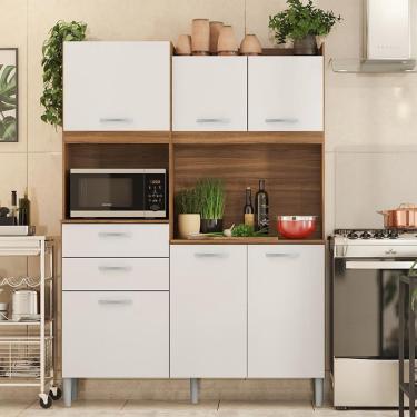 Imagem de Cozinha Compacta Harmonia 6 Portas e 2 Gavetas - Demóbile Amêndola/Branco