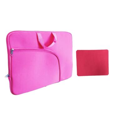 Imagem de Luva Capa Case com Bolso e Alça Rosa para Notebook até 15.6 + Mouse Pad