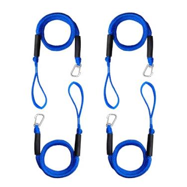 Imagem de Pacote com 4 linhas de doca elástica para ancoragem temporária de barco, - 1,2 m (se estende até 1,5 m) - Corda de amarração retrátil com clipe de aço inoxidável 316 e flutuador de espuma, acessório