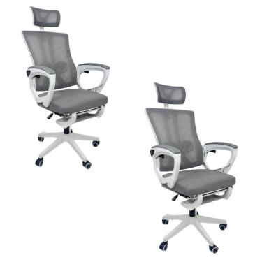 Imagem de Kit 2 Cadeiras de Escritório Presidente Executiva Oficial Paris Cinza