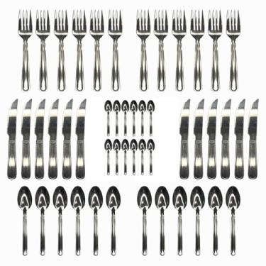Imagem de Kit Jogo Talheres de Mesa 48 Peças Em Aço Inox Puro Buffet/Restaurante/Bar Não Entorta