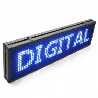 Imagem de Painel LED Azul Letreiro Luminoso Digital 100x20 Alto Brilho USB