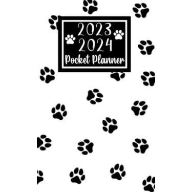Imagem de 2023 2024 pocket planner For Purse Dog Paws Lovers: 2 year Pocket Calendar January 2023 to December 2024 | 24 Months Monthly Planner & Organizer For ... with Federal Holidays | Cute Dog Paws Pattern