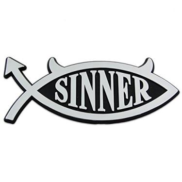 Imagem de Emblema de Plástico Sinner Auto - [Prata][12,7 cm x 6,35 cm]