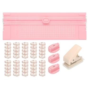 Imagem de PATIKIL Cortador de papel, cortador de papel deslizante A4 reto portátil com furador, lâmina de substituição e fichário para cartolina artesanal, cartão de etiqueta, álbum de recortes, rosa