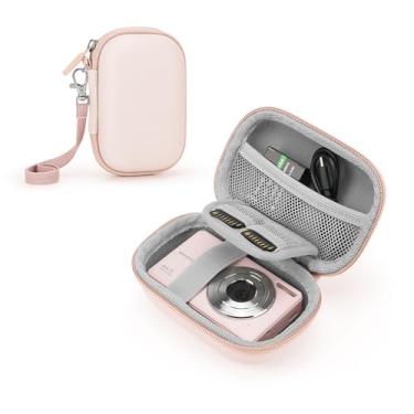 Imagem de SQERO Estojo Para Câmera Digital Camkory Dc403 Fhd 1080P/ Kodak Pixpro Fz55/ Fz45/ Stuogyum Dc402-Af, Bolsa Transporte De Cartão Sd, Pequena (Rosa)