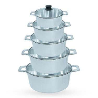 Imagem de Jogo de Panelas 5 Peças De Alumínio Fundido Com Tampa De Vidro - Polid