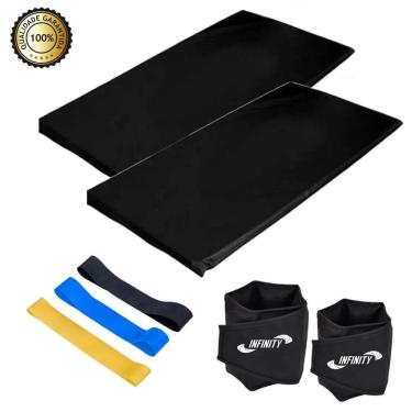 Imagem de Caneleira Peso 3 Kg- Par + Colchonete + Kit Mini Band