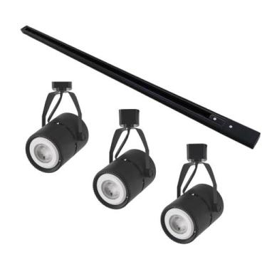 Imagem de Kit Trilho Eletrificado 1M + 3 Spots PAR20 - Nordecor, Preto