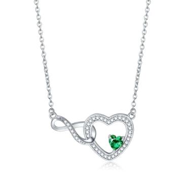 Imagem de Exqele Colar de coração para mulheres, pingente de coração infinito, colar de pedra de nascimento de cristal personalizado, presentes de aniversário de formatura para mãe, esposa, filha, namorada