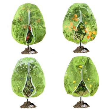 Imagem de Rede para árvores frutíferas, capa de rede de mirtilo RIFNY com cordão de zíper, mosquiteiro para jardim, planta protetora de pássaros e cigarras (4 peças, verde)