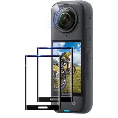 Imagem de FiTSTILL Película protetora de tela LCD compatível com Insta360 X4 (2 unidades), capa de tela de vidro temperado de 0,28 mm para acessórios de câmera Insta 360X4, Ultra HD, dureza 9H, resistente a