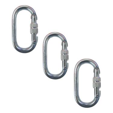 Imagem de 3 Mosquetão 25kn Aço Oval Alpinismo Trabalho Altura Rapel - DGMASTER