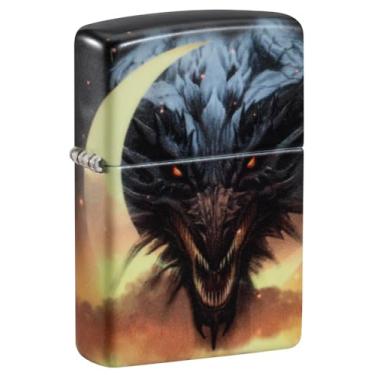 Imagem de Zippo Isqueiro de bolso verde fosco Dragon Design que brilha no escuro
