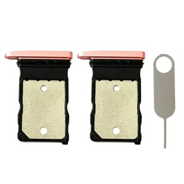Imagem de 2 peças - Substituição de suporte para bandeja de cartão SIM único + pino ejetor de cartão para Google Pixel 9 (rosa)