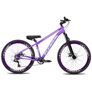 Imagem de Bicicleta Aro 26 KOG 1x7 Freeride – Bike para Grau, Freeride Urbano, Suspensão 80mm, Freios a Disco, 7 Velocidades, Lilás, Adesivo Branco,Vmaxx Roxo