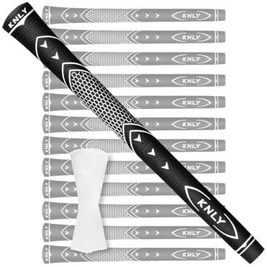 Imagem de KNLY Conjunto De 13 Grips Golfe - Tacos Borracha Alta Tração E Feedback Com Desempenho Antiderrapante Para Todas As Condições Climáticas, Kits Reparo 15 Fitas Escolher. (Preto Branco 2 Em 1 (Apenas