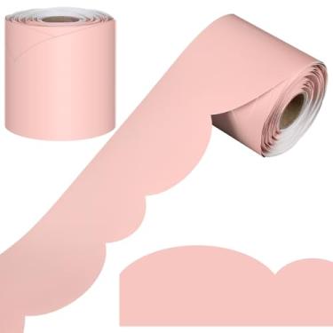 Imagem de Zonon Bordas de quadro de avisos de 1,8 m, decoração de sala de aula, acabamento de borda enrolada, recortado, colorido, acabamento de borda de volta às aulas, escritório, lousa (rosa)