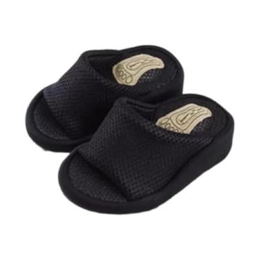 Imagem de Vaveren Chinelos de, maca de panturrilha, massageador respirável, sandália de cunha, massagem nos pés para o verão, escritório, alongamento de, Preto