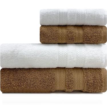 Imagem de Toalhas Banhão e Rosto 100% Algodão Kit com 4 peças Karsten Unika - Emcompre