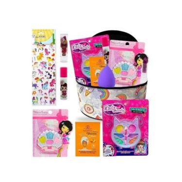 Imagem de Kit Maquiagem Maleta Infantil Batom Brilho Gloss Sombra - Nova Avenida