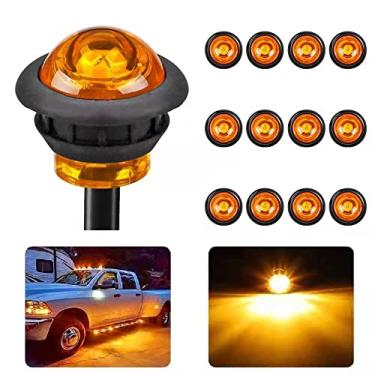 Imagem de 12 peças 3/4 polegadas redondo LED luz de folga lateral lanterna traseira freio lâmpada para caminhão carro ônibus reboque 12 V (âmbar)