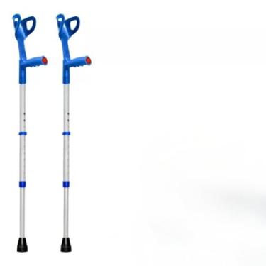 Imagem de Par (2 unidades) Bengala Muleta Auxiliar Ortopédica 10 Níveis Regulagem Capacidade 120kg(Azul)