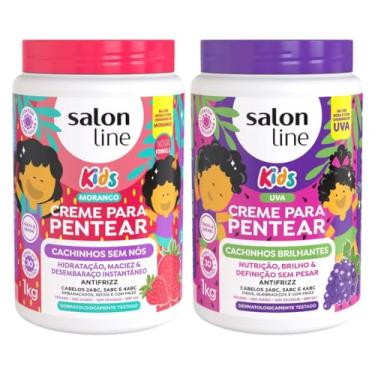 Imagem de Kit com 2 Cremes para Pentear Kids Morango e Uva 1Kg Salon Line