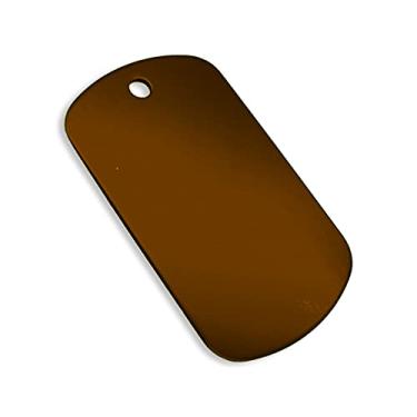 Imagem de Etiquetas de identificação em branco de alumínio anodizado de qualidade premium (tamanho grande 5 x 2,9 cm, 1,00 mm de espessura) para gravação e estampagem a laser, marrom, pacote com 25