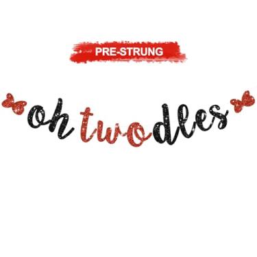 Imagem de RICHHHA Glitter Oh Twodles Banner Mouse Tema Desenho Animado 2º Bebê Decorações de Aniversário Artigos de Festa de Aniversário Decorações para Meninos Meninas, SEM DIY, Preto Vermelho