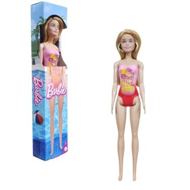 Imagem de Boneca Barbie Dia na Praia Piscina Loira Maio Rosa Mattel