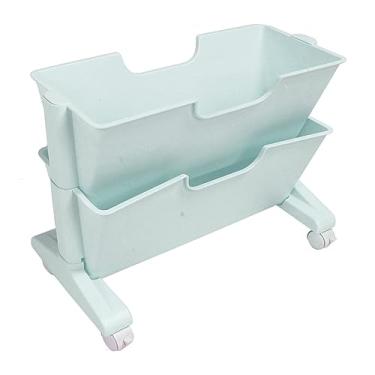 Imagem de aqxreight Double Camada Movável Meskside Bookshelf Removable Small Bookcase Dormitório Organize o Carrinho da Prateleira para Lar Grande OU Muito Removível de Mesa de Prateleira de Pequena Livro